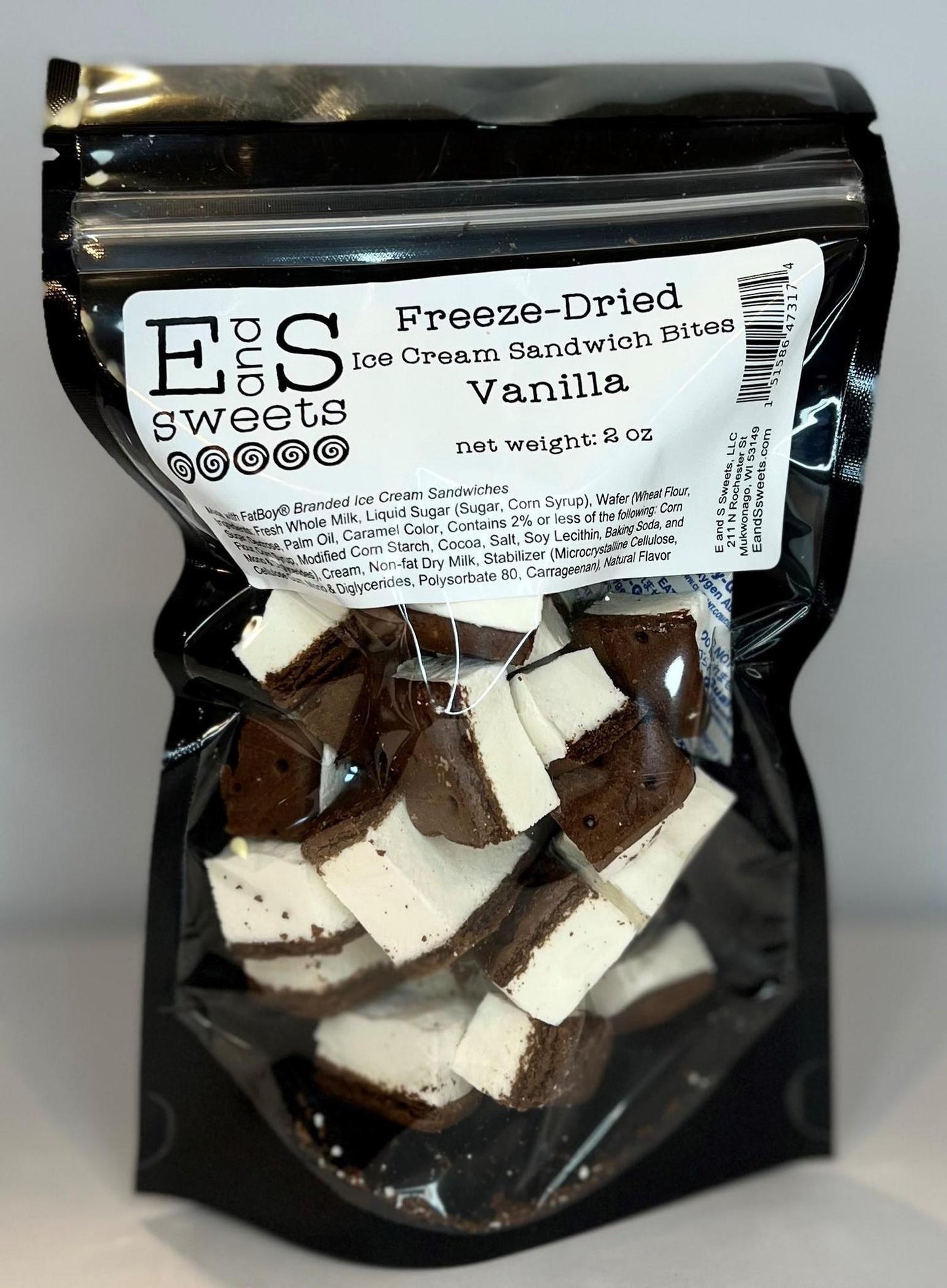 Freeze-Dried Ice Cream Sandwich Bites - Vanilla - 2 oz